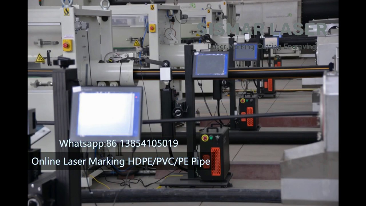 Fly Laser Marking for HDPE Pipe HDPE Plastic Pipe - YouTube