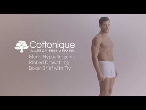 Cottonique Hypoallergenic Rib Drawstring Boxer Brief with Fly