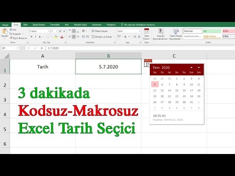 Video: Excel'de bir tarih seçici takvimi açılır listesini nasıl eklerim?