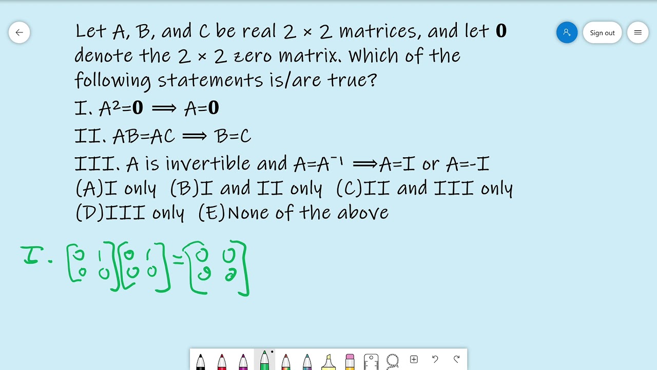 Cracking the GRE Math Subject Test - Linear Algebra #3 (Easy+) - YouTube