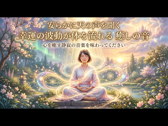 安らかに天の声を聞くように幸運の波動が体を流れていく癒しの音を