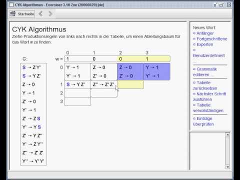 Software: CYK-Parsing mit Exorciser (Java)
