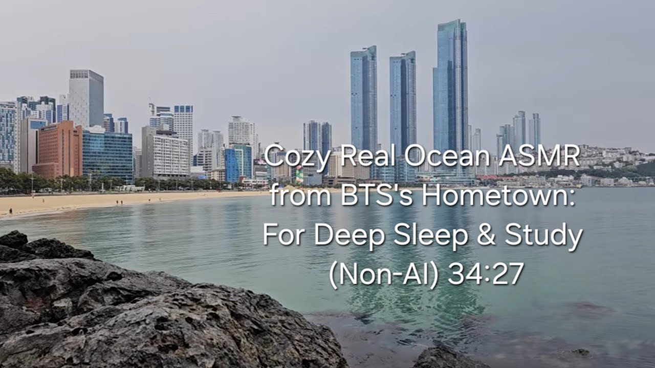Cozy Real Ocean ASMR from BTS's Hometown: For Deep Sleep & Study (Non-AI) #asmr #bts #healing #vlog