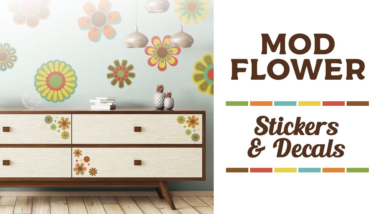 Mod Flower Sticker & Decals for Interior Decorating