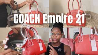 حقيبة COACH Empire 21 | فتح الصندوق، مقارنات، لون سكارليت مقابل روبي، وما يمكن أن تحويه الحقيبة screenshot 5