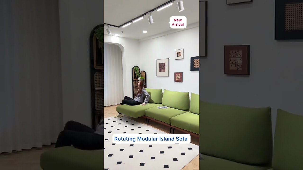 Rotating Modular Island Sofa Cashmere Fabric