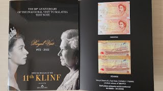 Uncut Sheet Of 2 Test Note The 50Th Anniversary Of The Inaugural Royal Visit To Malaysia 11Th Klinf