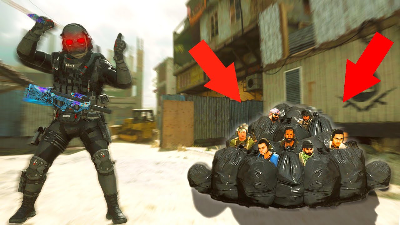 the NEW SNEAKY TRASH BAG GLITCH ON BACKLOT in MODERN WARFARE!! HIDE N