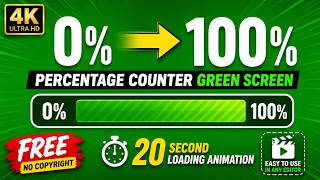 4K 0% to 100% Percentage Counter Green Screen | Loading Animation | Free No Copyright