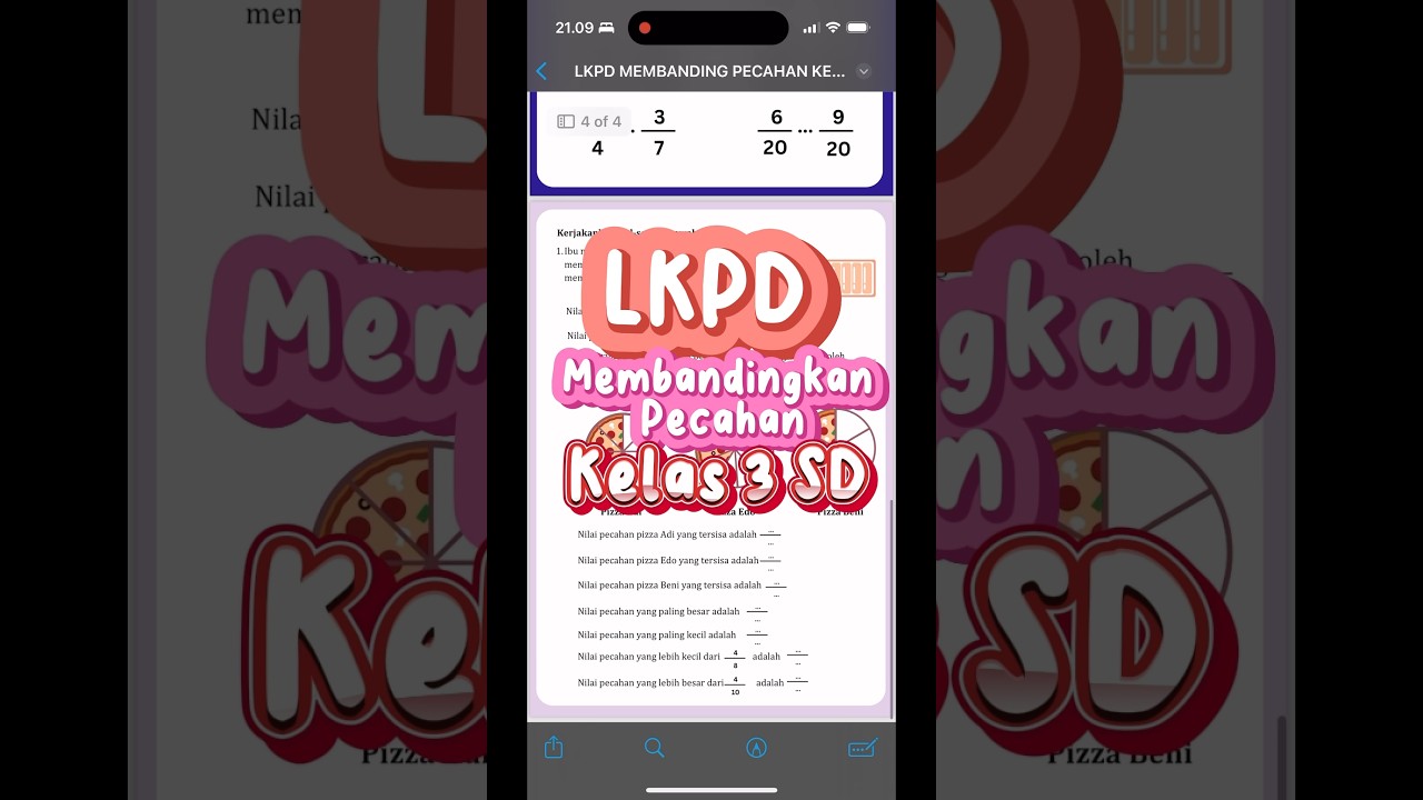 LKPD Membandingkan Pecahan dengan Simbol Kelas 3 SD #kelas3sd #membandingkanpecahan #lkpdpecahan