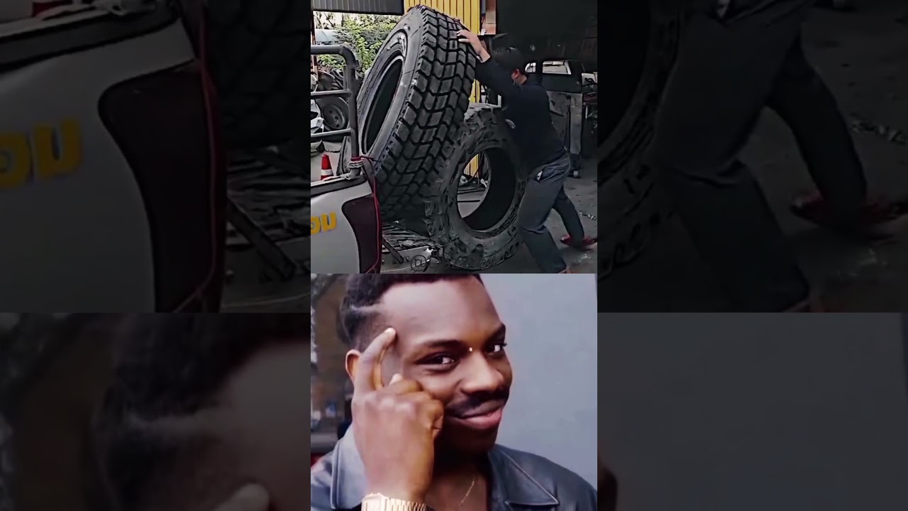 How He Lifts This Giant Tire Alone 😳 