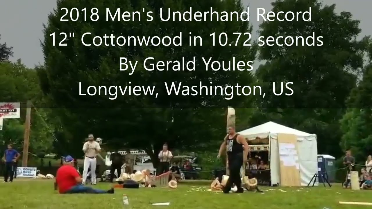 2018 World Record - Men's Underhand, 12" Cottonwood by Gerald Youles
