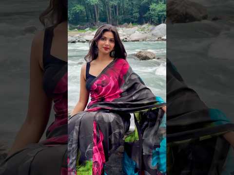 Dil saiyaara dhund raha hai 🌸🧿♥️#makeup #mountains #saree #river #feelings #like #love #song