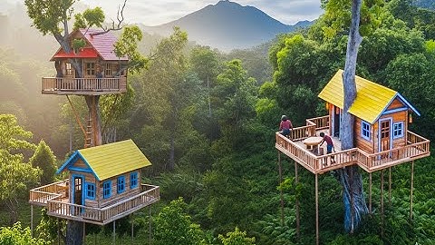 How We Built a 50ft 2-Story Jungle Treehouse in 90 Days Using Simple Tools