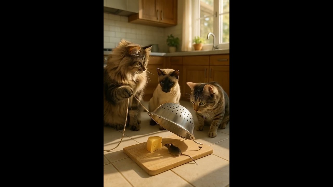 Three Cats vs One Clever Mouse!