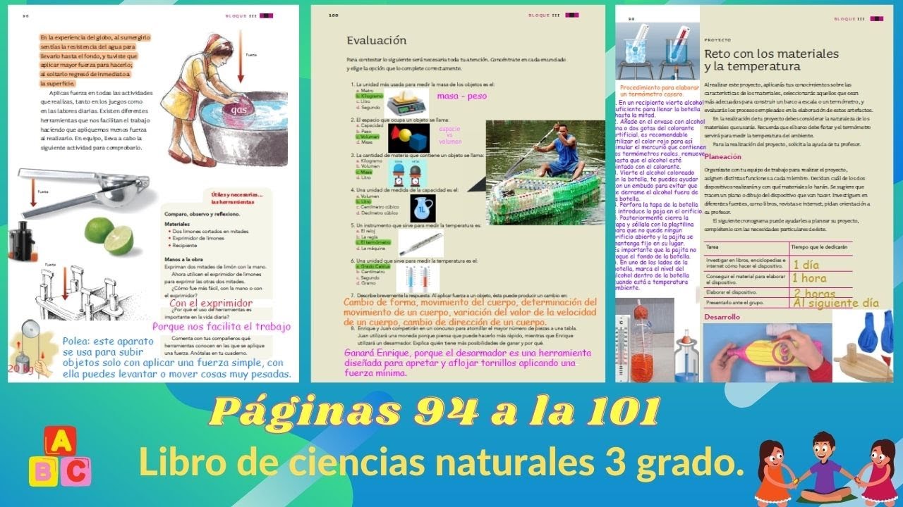 Páginas 94 a la 101 libro ciencias naturales 3 grado - YouTube
