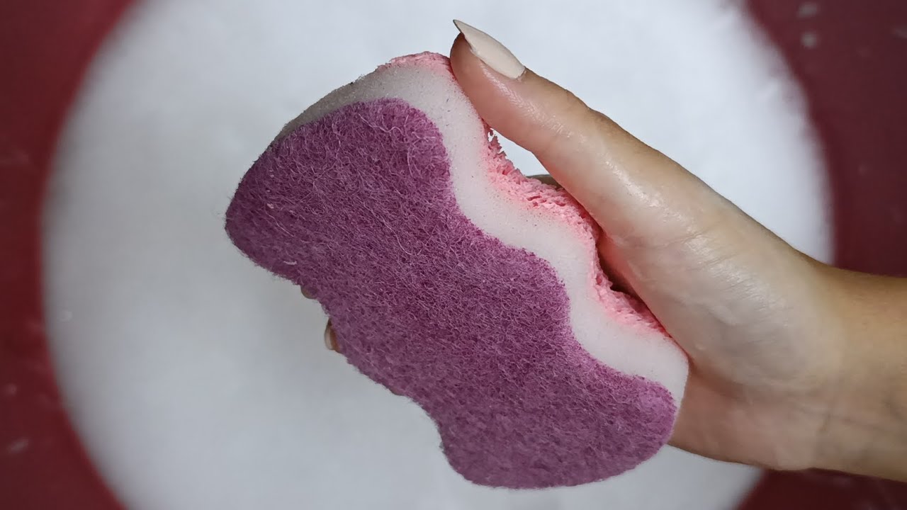 Pink Kitchen Sponge Soapy Ripping | Sponge ASMR 