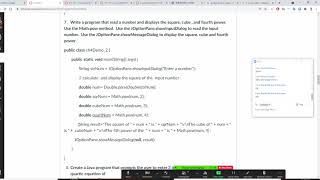 Celebrity Java, ch 4, input box to read 1 number, display square, cube,4th power of the number in message box Wealth