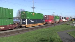 UP 7950 Leads A Stack Train @ Old Town Tacoma, WA w Canon HF11
