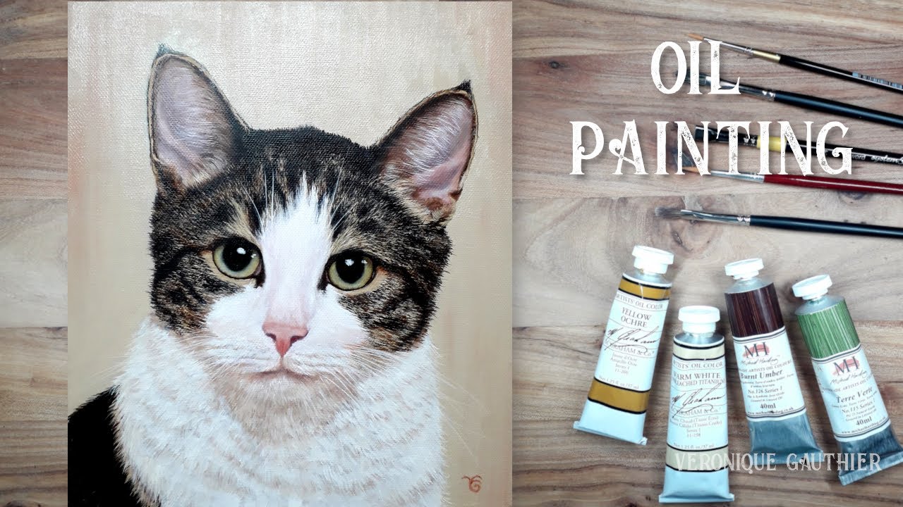 Painting a tabby and white cat in OIL