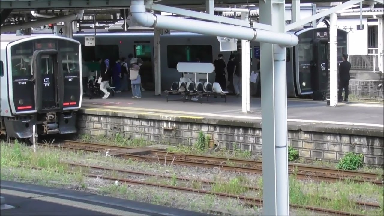 JR九州 817系V1503 川内駅～中央駅（2451M）～都城駅（6946M）すれ違い