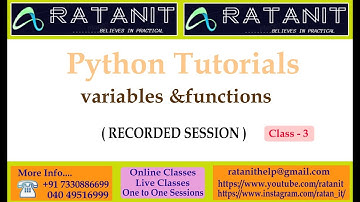 python tutorials | variables and functions | by Mr.Ratan | class -01