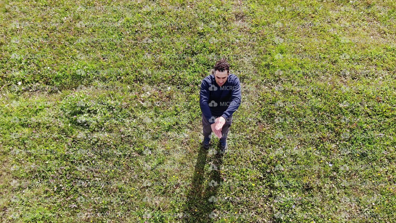 man exercising in the park aerial, workout, sport fitness healthy lifestyle