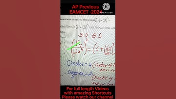 #Shorts EAMCET Imp. Order and Degree of D.E AP Prev E-2024 MATHS SUPER TIPS AND TRICKS -BY LAKSHMI