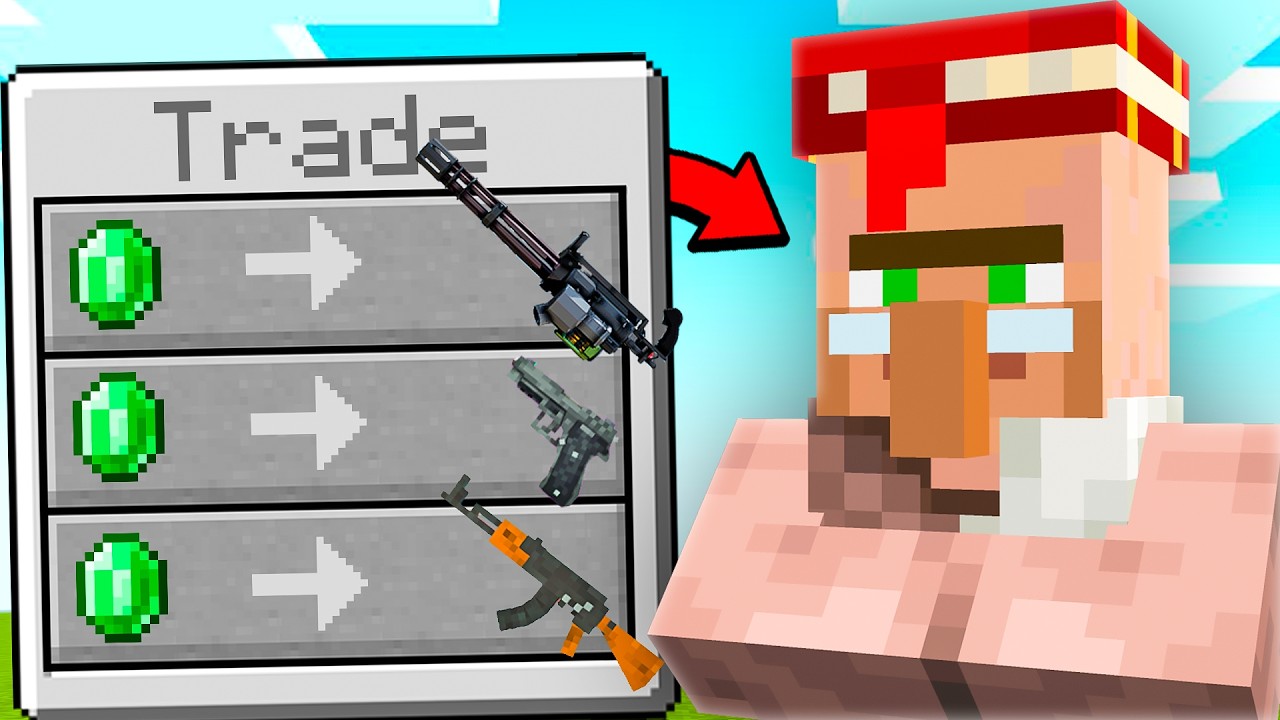 Minecraft, But Villagers Trade GUNS..!