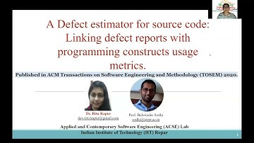 ESEC-FSE 2021 Talk: Defect Estimator for Source Code - Detecting defects and defect characteristics