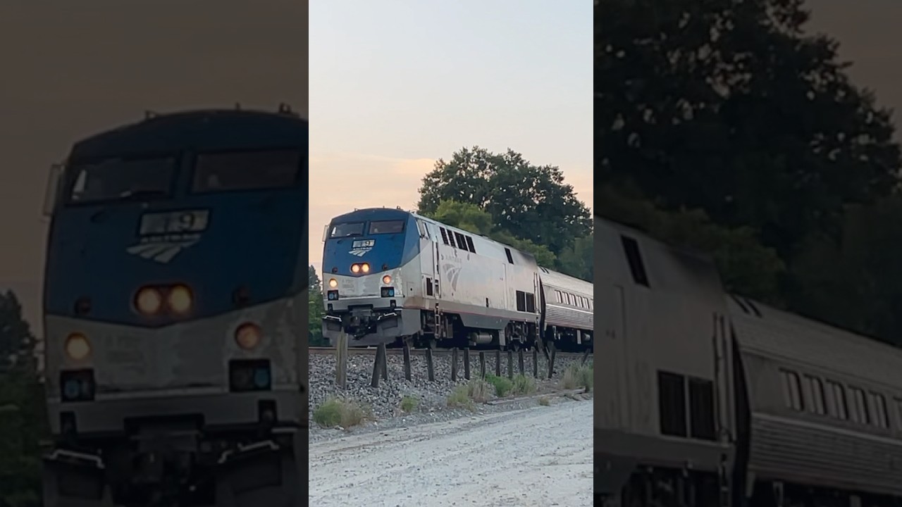 Amtrak #19 leading train 80 under the concord sunrise