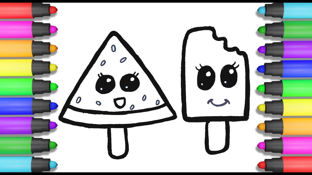 Download How to Draw Cute Watermelon and Orange Ice Cream | Drawing ...