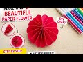 🌺 Easy Red Paper Flower Making Tutorial DIY Craft with Computer Paper ✂️❤️ | Step by Step Guide.