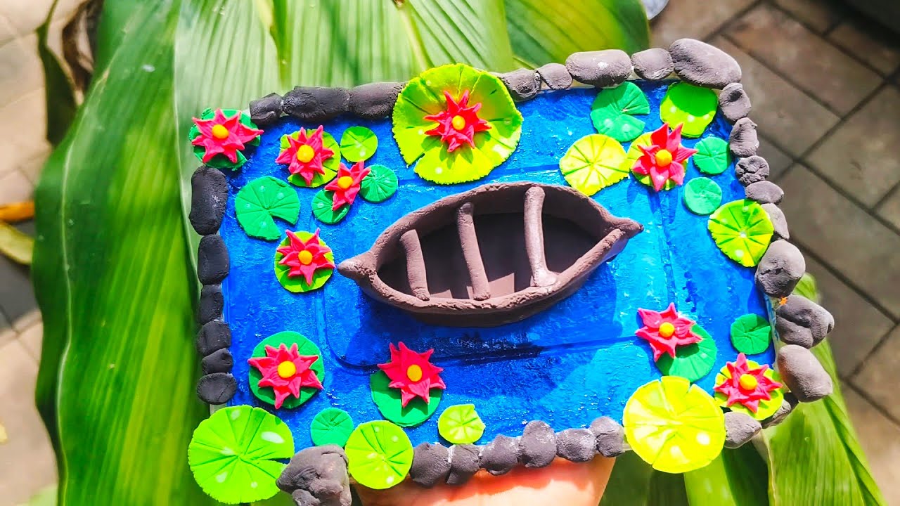 beautiful louts pond 🪷🛶 with old plastic 