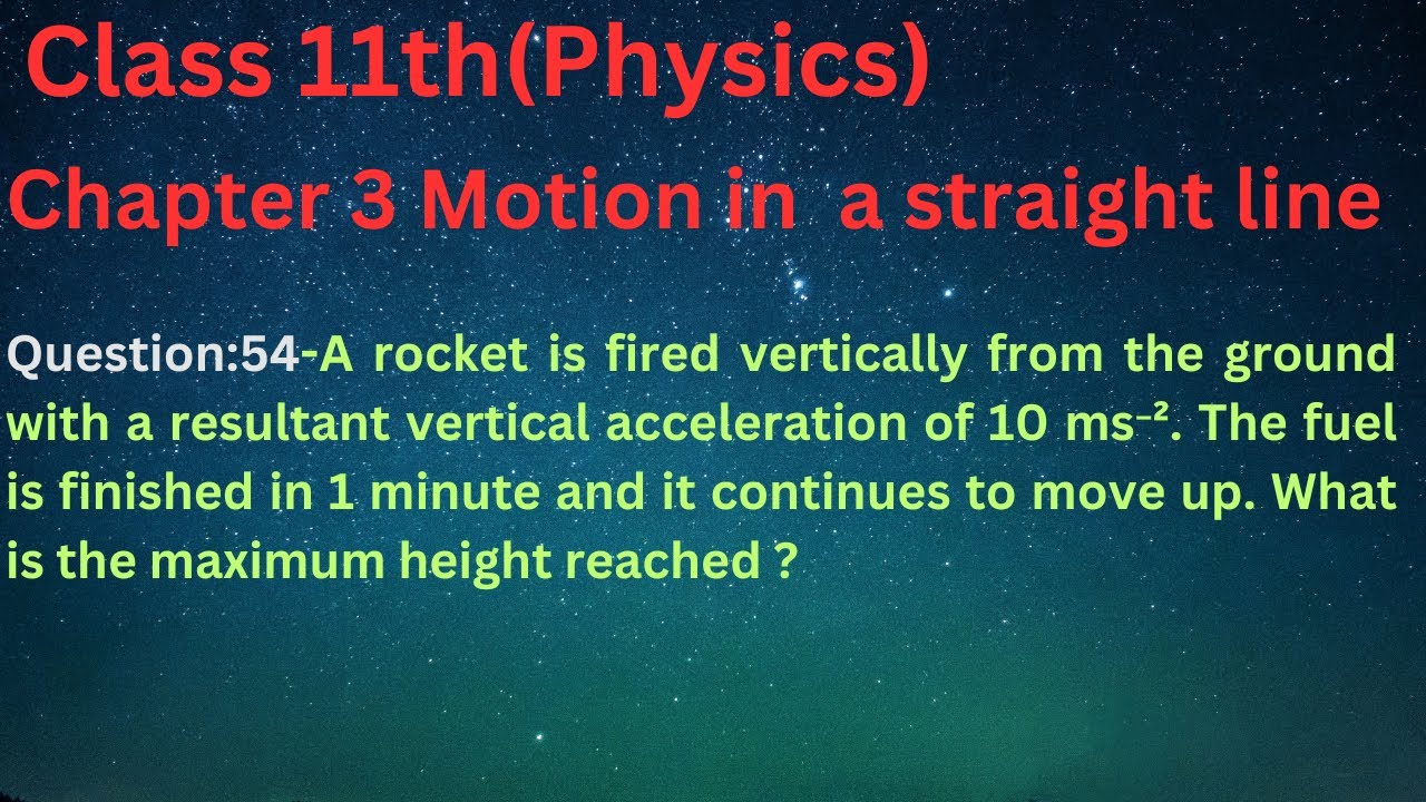 A rocket is fired vertically from the ground with a resultant vertical ...