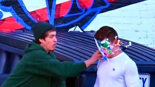 Pie And Feather In The Face Prank