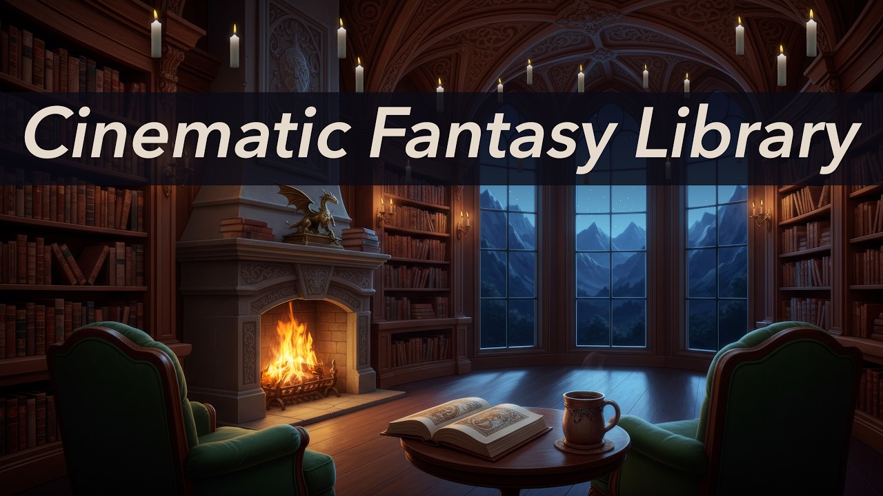 Fantasy Library at Night | Ambient Music for Reading