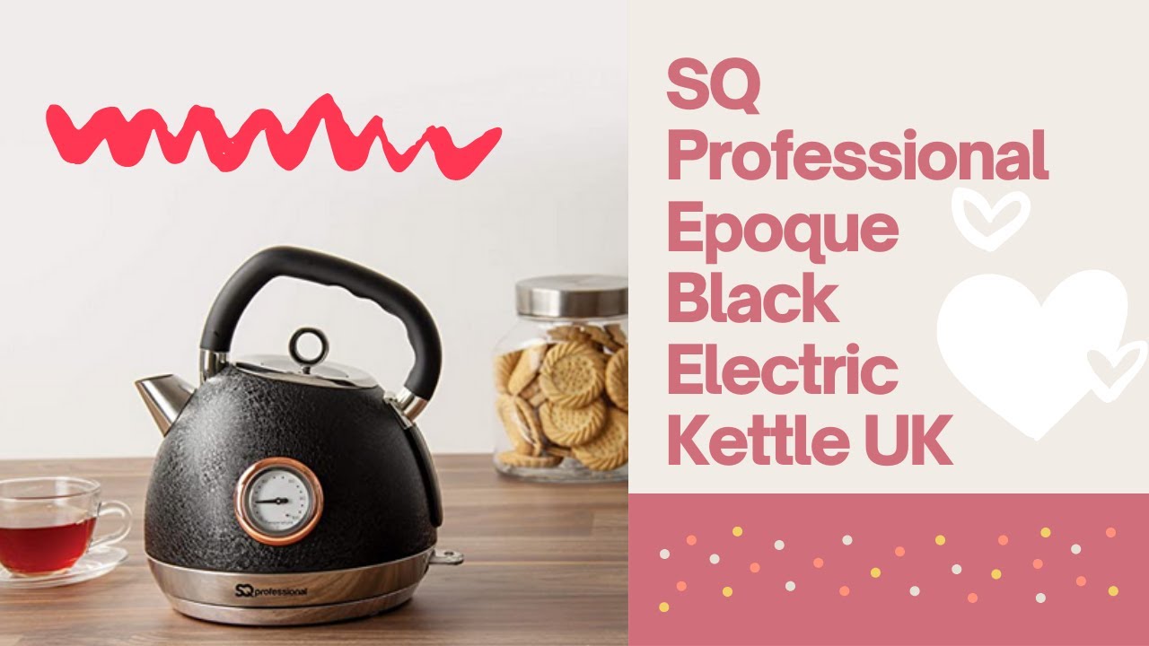 ✨SQ Professional Epoque Black Electric Kettle UK with Rose Gold Accents 2200W 1.8L Stainless Steel