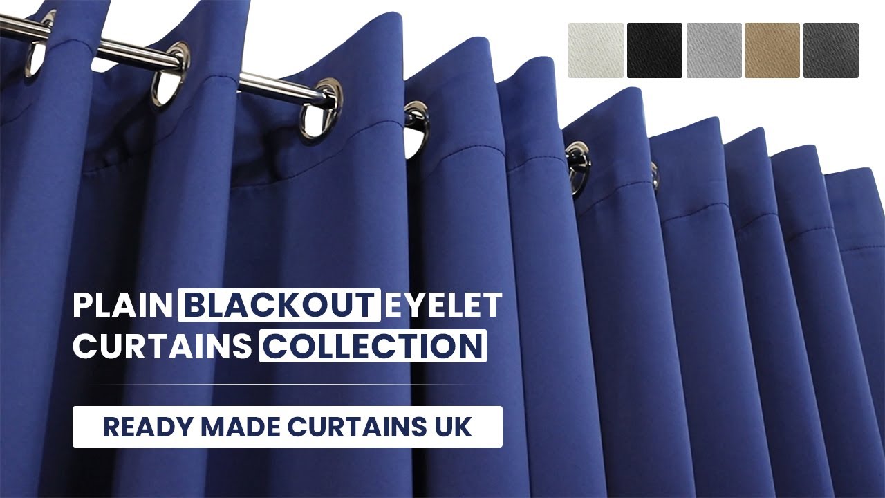 Plain Blackout Eyelet Curtains Collection | Ready Made Curtains UK