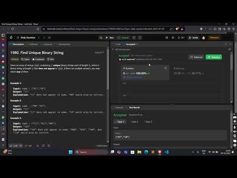 1980. Find Unique Binary String || Leetcode Daily|| Solved by own