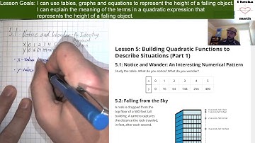 MP5W7 Monday: Lesson 5 - Building Quadratic Functions to Describe Situations (Part 1) - Problem 1