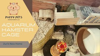 My Hamster's Aquarium Cabin || Wood and Stones theme cage || Basic Hamster Care for Beginners