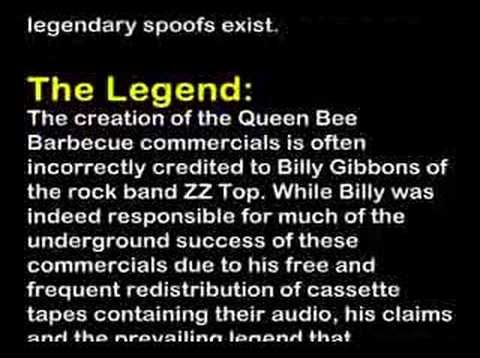 More Queen Bee Barbecue goodness awaits in part 2 of this series: WATCH IT HERE: youtu.be In the mid 1980's, Texas Radio Personality "Harley David" Belew created a series of humorous radio commercials for the fictitious fast-food restaurant, Queen Bee Barbecue (pronounced: "babbycue"). The commercials were created around 1985 while Harley was employed at radio station KSBJ in Humble, Texas. They were recorded in the production facility of this radio station using royalty-free stock production music, over which Harley vocalized an impromptu radio jingle using some of his many character voices. The Queen Bee Barbecue commercials have received nationwide airplay on many local and syndicated radio programs, but the legendary friend-to-friend distribution method of these elusive radio spots generally overshadows the public broadcast of this material. THIS VIDEO CONTAINS: 1: The Original Queen Bee Barbecue Radio Commercial 2: Queen Bee Barbecue Drive Thru Window 3: Queen Bee Barbecue All Night Service 4: Queen Bee Mexican Menu 5: Queen Bee Chittlin' Pita Supreme 6: Queen Bee Breakfast More Queen Bee Barbecue goodness awaits in part 2 of this series: WATCH IT HERE: youtu.be