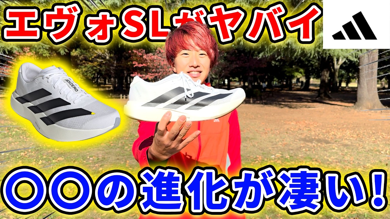 アディダス　EVOSL エボSL 26.5 50km程使用 アディダス『ADIZERO EVO SL』は“サブ3ランナー”のレース用にも