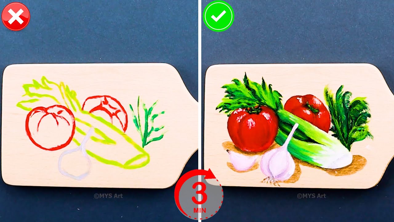 Easy Acrylic Painting Vegetables in 3 Minutes for beginners 😍 | Acrylic Painting Techniques