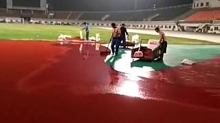 Synthetic Polyurethane Running Track Installation on site 1