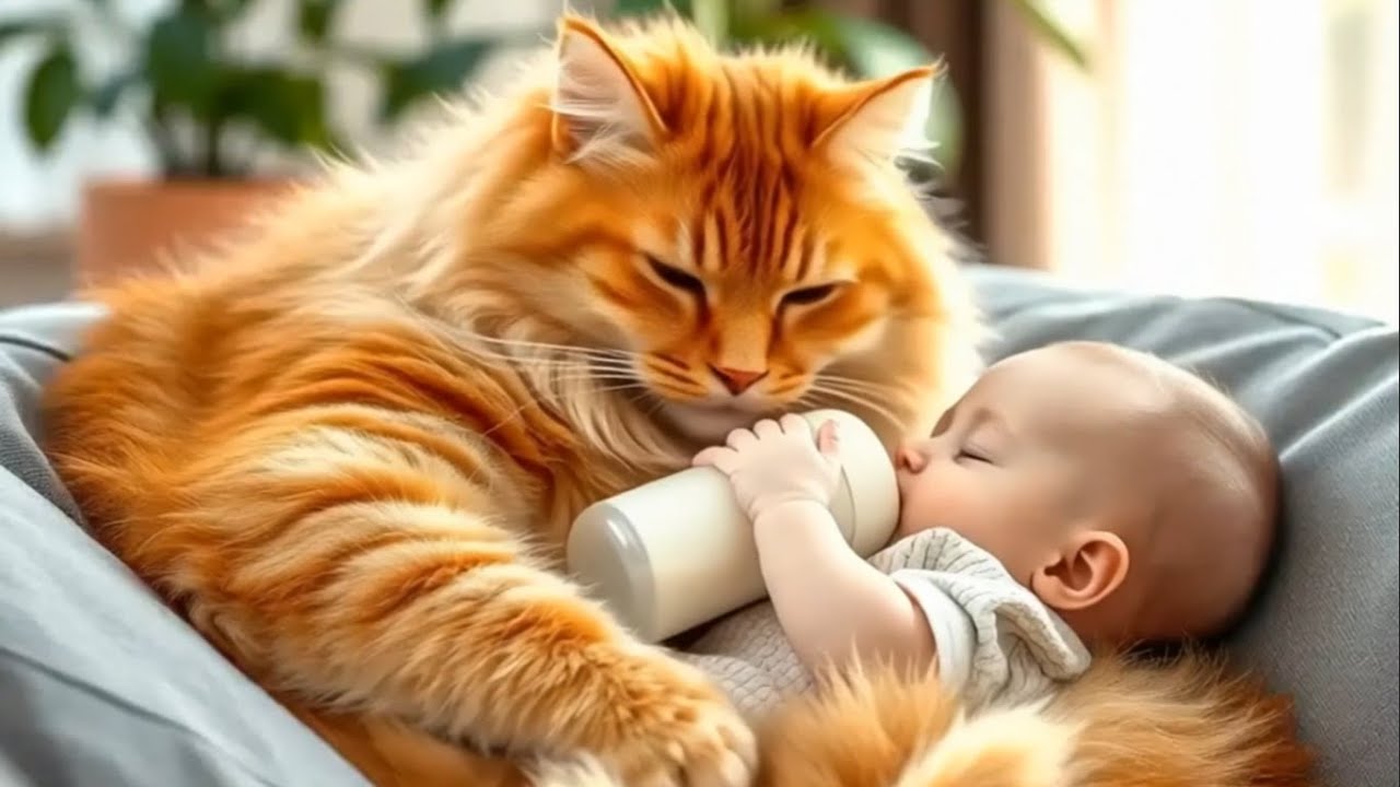 Cats take care of human babies #cat #catshorts#cute#baby - YouTube