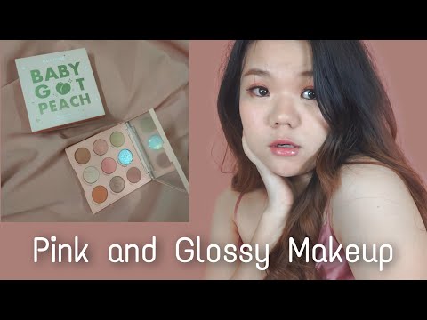 Pink and Glossy Makeup with drugstore eyeshadow palette