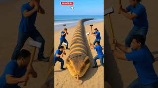 Giant Python Trapped on the Beach – Unbelievable Realistic Scene 🐍🌊 |#animals #funny #shorts