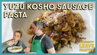 MindBlowing RED YUZU SAUSAGE PASTA with Kale and Panko Breadcrumbs